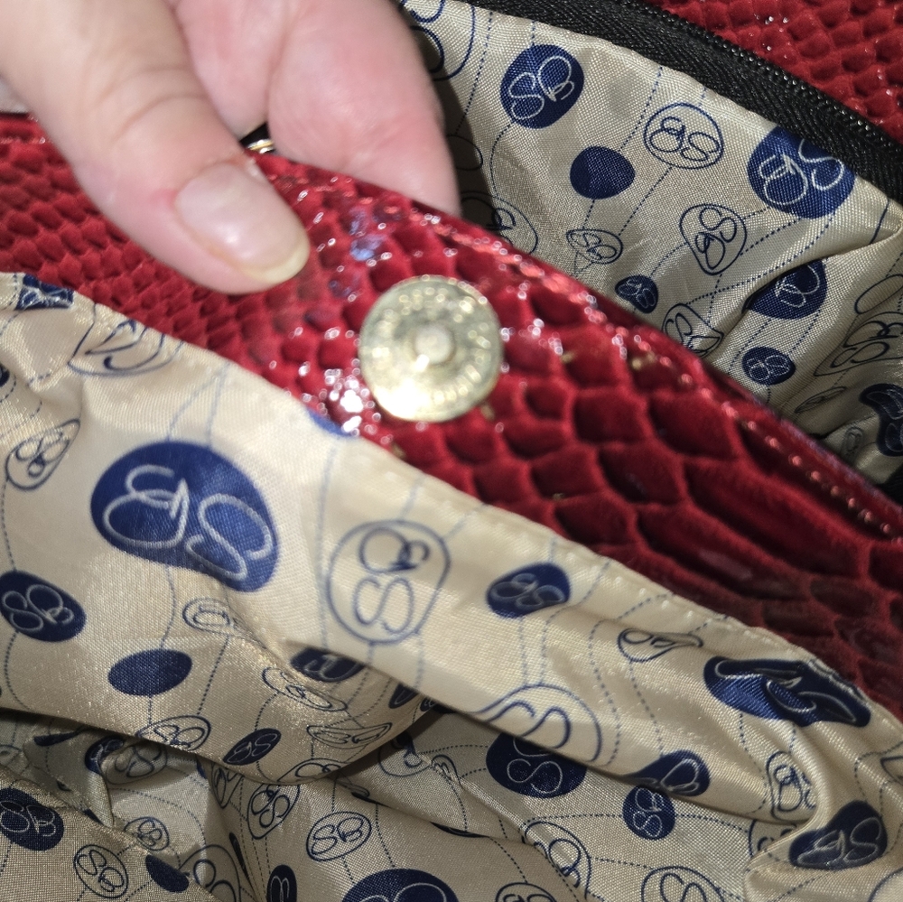 SAMANTHA BROWN - TOTE- Weekender - elegant Red and Black Croc Embossed Gold - Picture 11 of 16